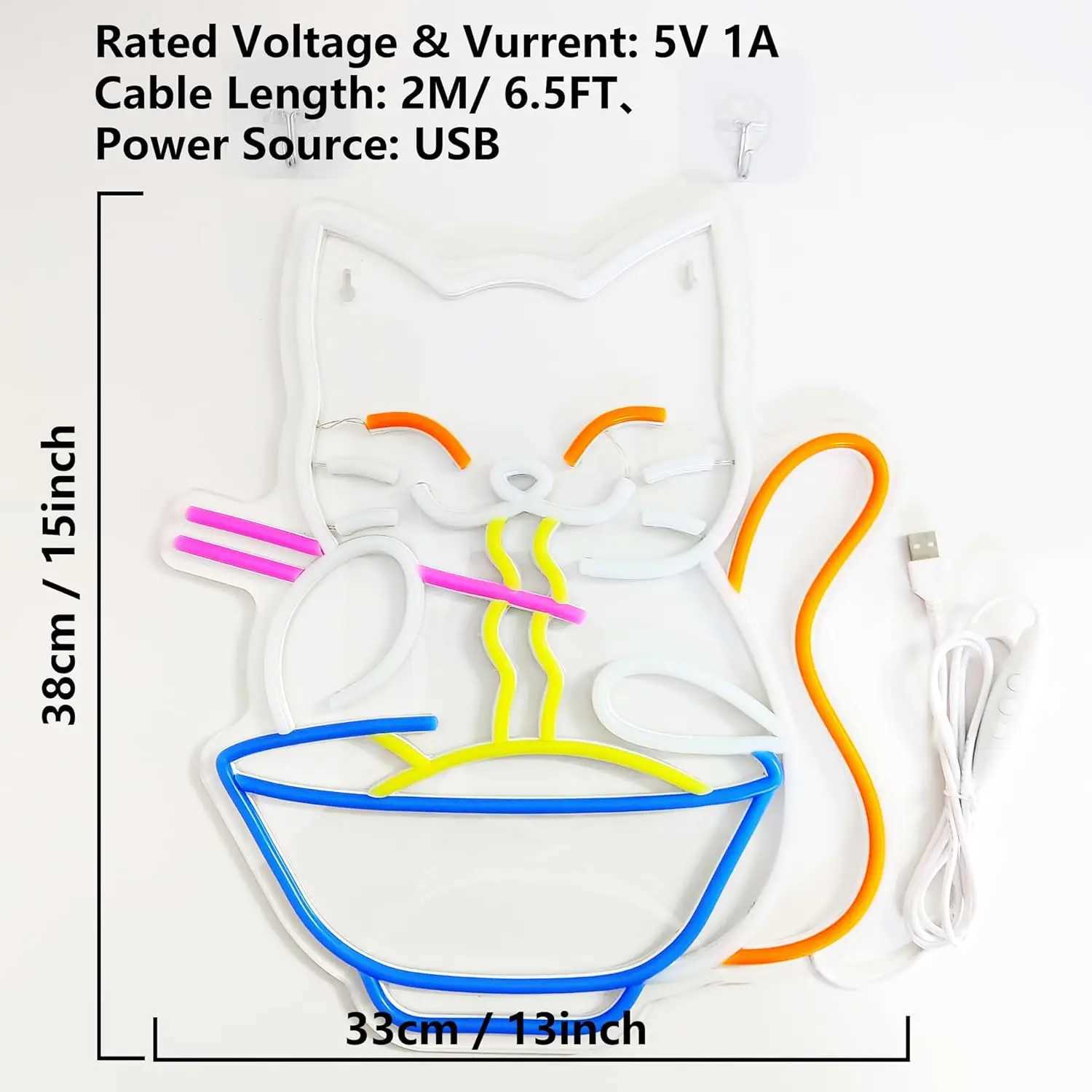 Lucky Cat Noodle LNeon Logo LED Neon Sign Illuminates Neon Sign Wall Decoration Home Bar Living Room Store Club Tavern B240817