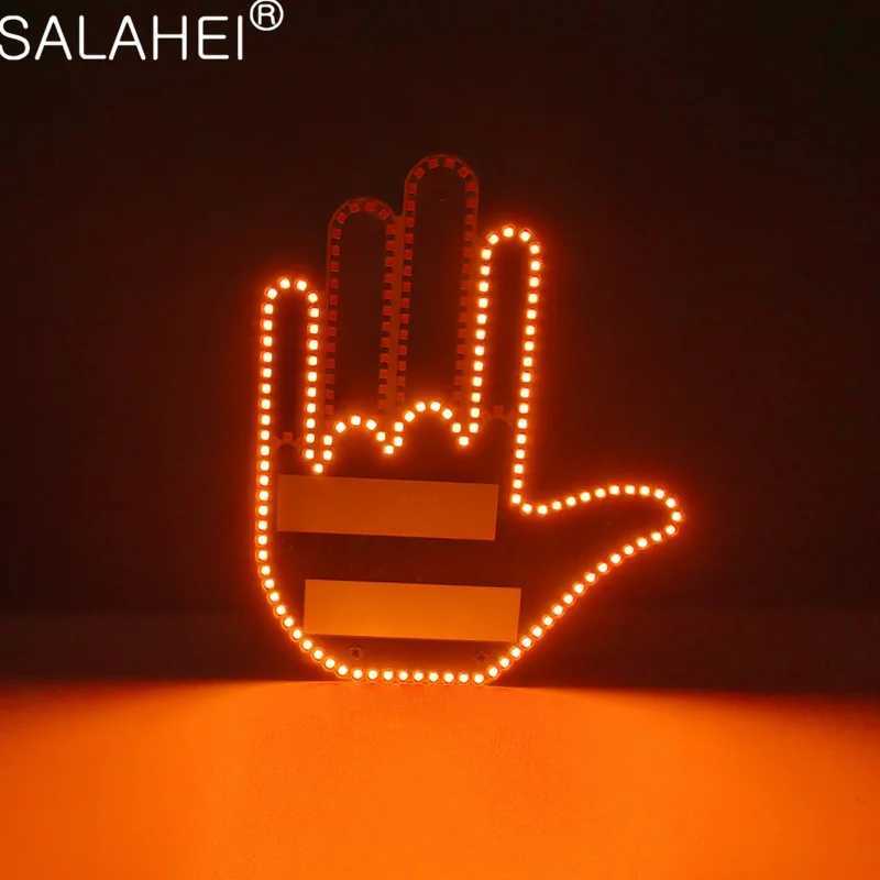 Hand Gesture Light for CarNew Finger Light Led Car Back Window SignCar Finger Light with RemoteRoad Rage Led Car Accessories Y240817
