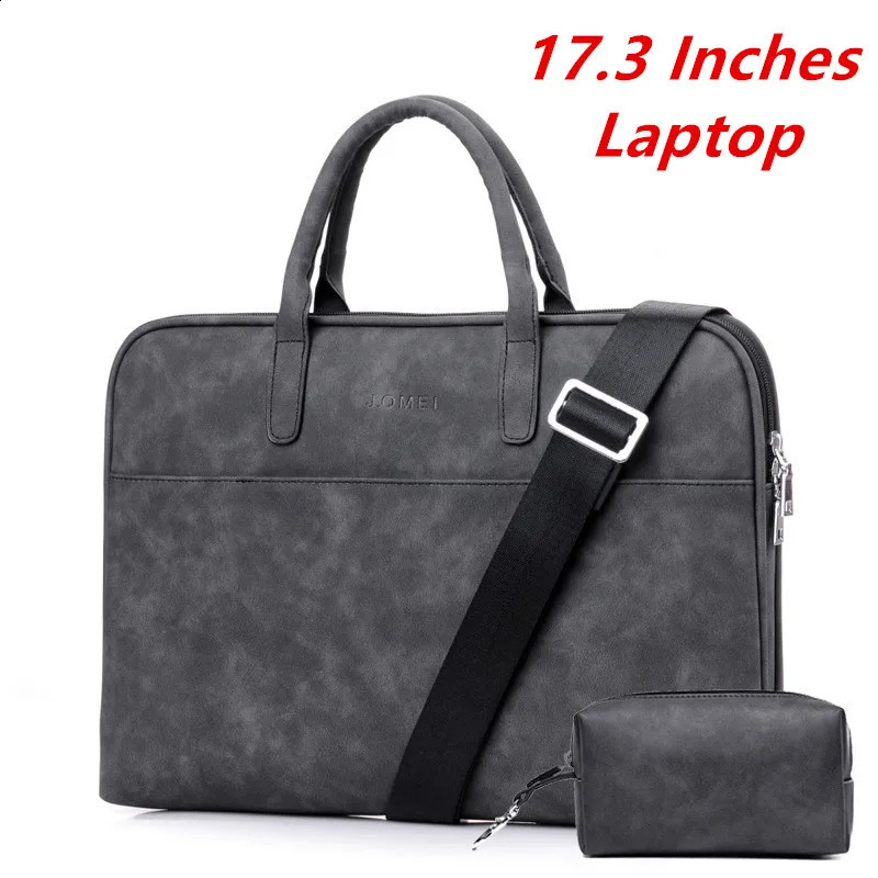 17 inches 17.3 Laptop Computer Bag Beautiful Simple Fashion Men Handbag Leather Business Women Briefcase 240816