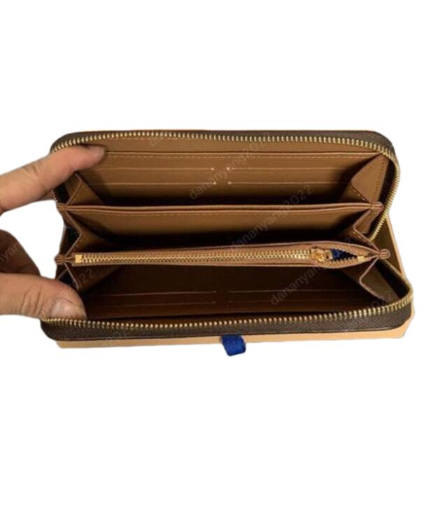 M60017 Leather Clutch Wallet for Women - Long Design with Single Zipper and Card Holder box