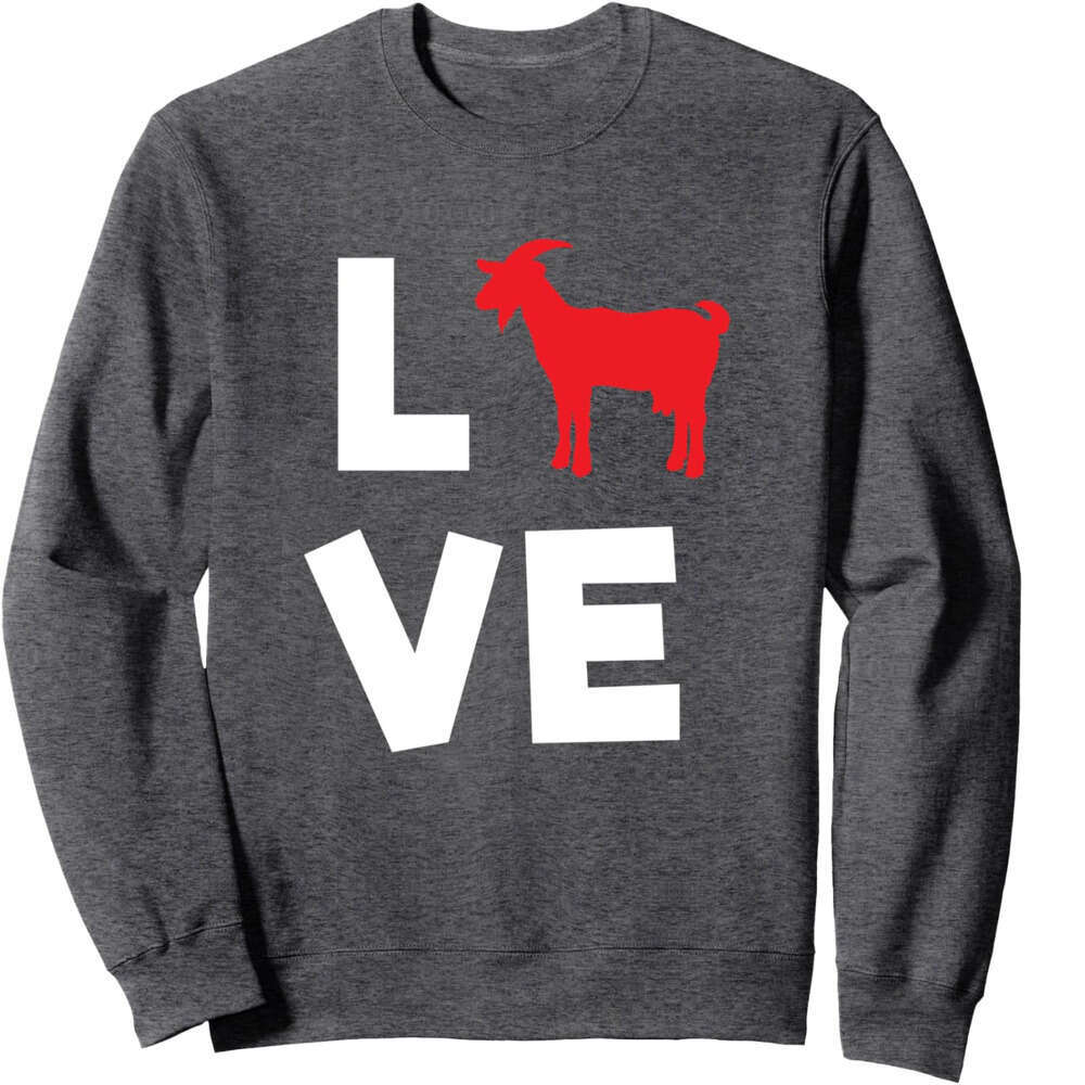 Long Sleeve Shirts for Men sweatshirt Love Red Goat Pet Lovers Cute Animal Funny Gift Sweatshirt T shirt Tee Streetwear Casual tops clothes