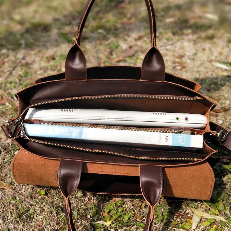 Women Handbags ladies business A4 file briefcase 14 inch laptop female leather shoulder messenger bag travel bags 240816