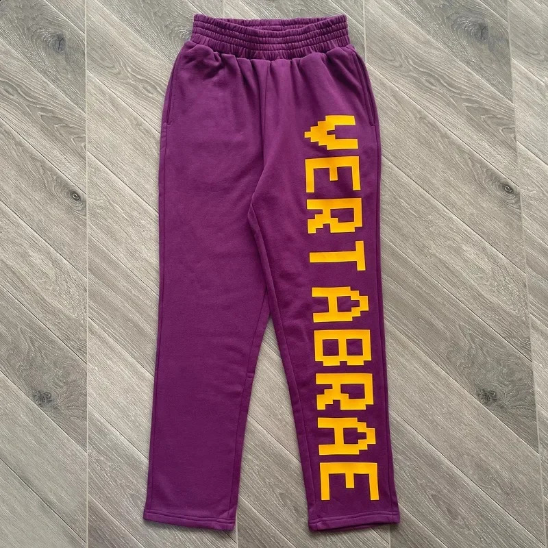 Black Vertebrae Sports Pants for Women 1 Quality Puff Printed Letter Cotton Oversized Jogging Drawstring 240816