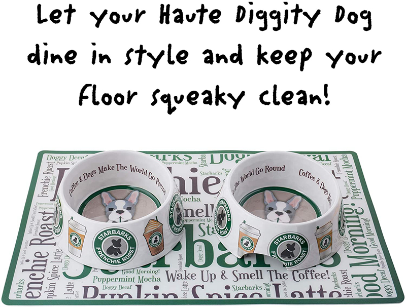 Luxury Pet Bowl and Placemat, Non-Slip Bottom for Secure Feeding Less Mess, Microwave Dishwasher Safe, Dog Food & Water Bowls, Food Grade BPA Free, 23