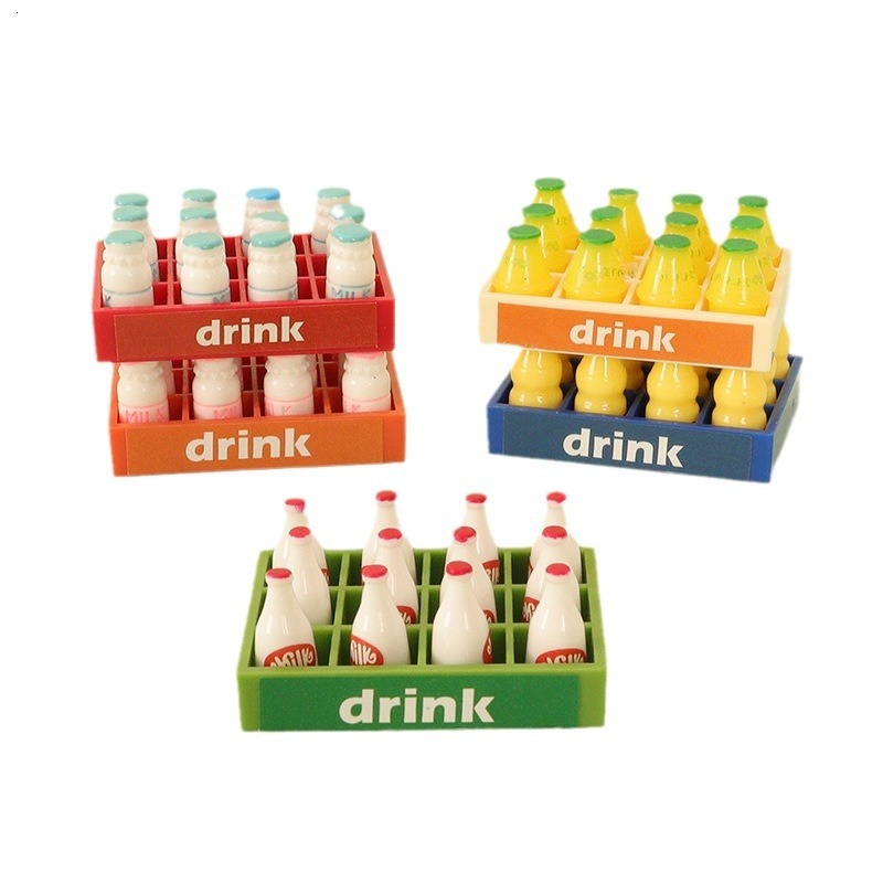 Miniature simulation beverage frame, mini milk bottle, micro landscape, baby house decoration technology, ornaments, accessories