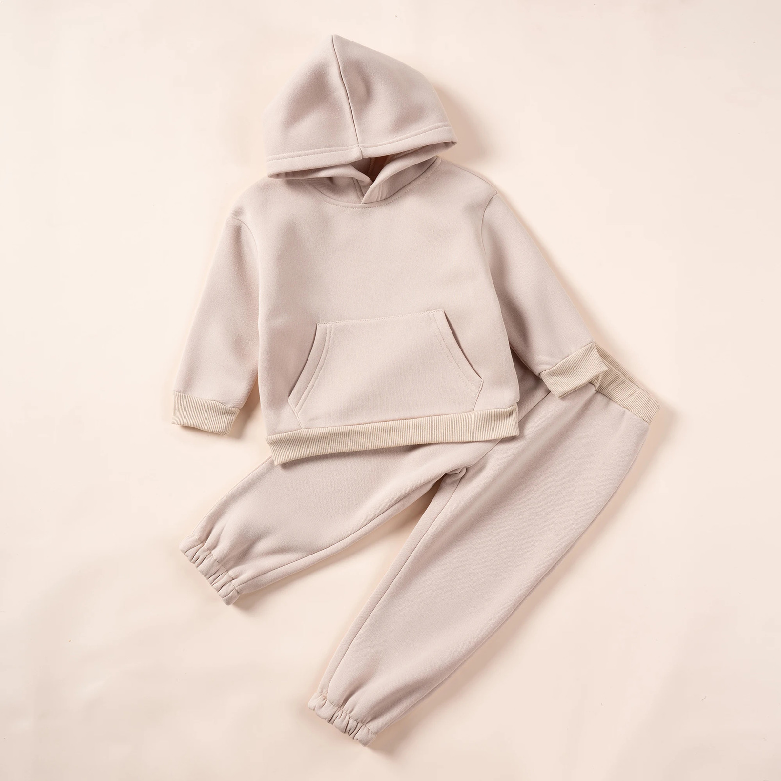 Toddler Boys Solid Outfits Hoodies Pants Fleece Clothes Sets Casual Sweater Set 2PCS Kids 1-7Y Outfits Fall Winter 240814