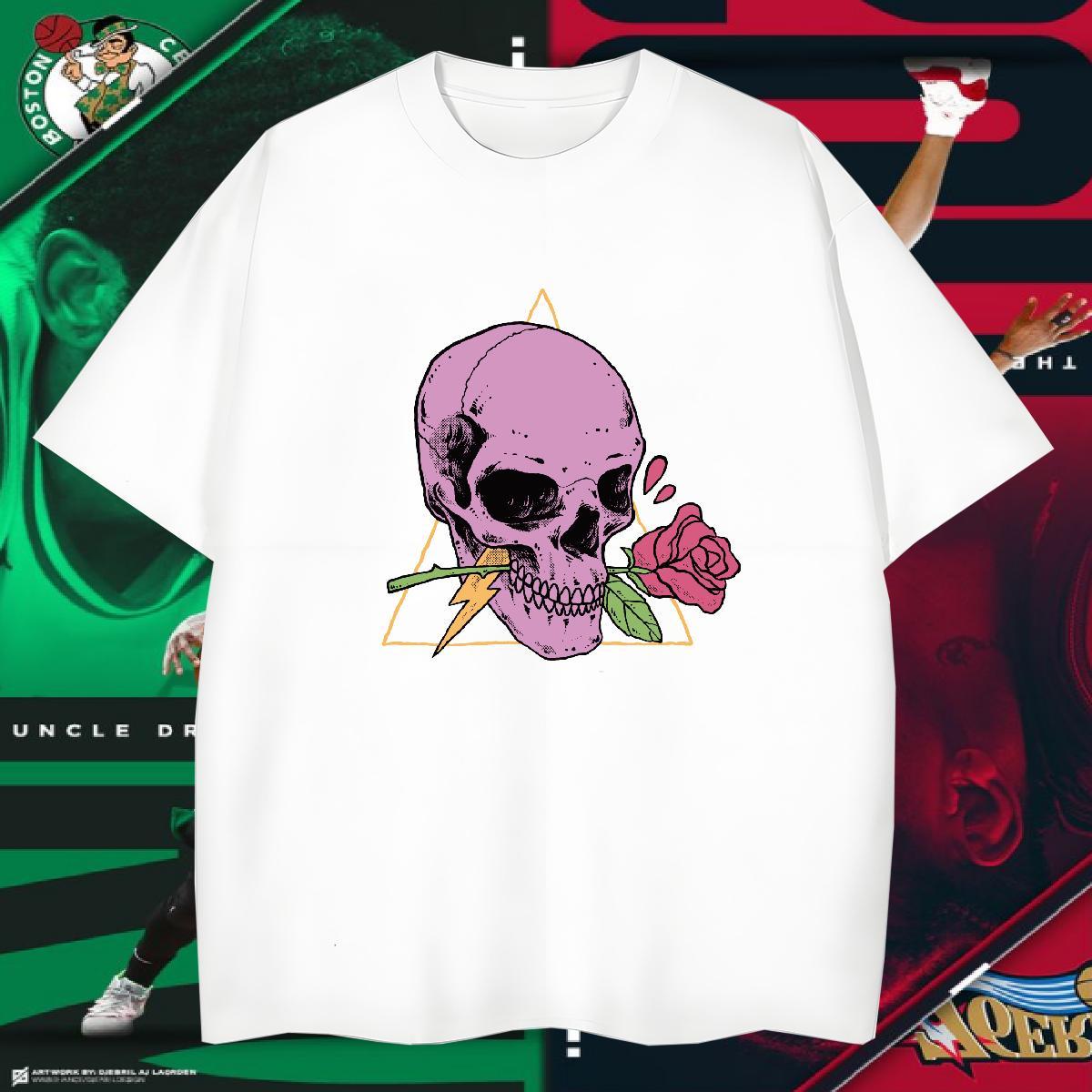 Brand T Shirt For Man 230g 100% Cotton skull Street Casual Plus Size Cartoon Short Sleeve Soft Tshirts New Arrival Clothes