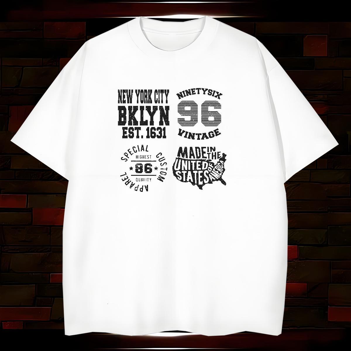Popular T-Shirts 230g Cotton letter Daily Outfit Black White O Neck Short Sleeves Tshirts 2024 DIY Tops Tees