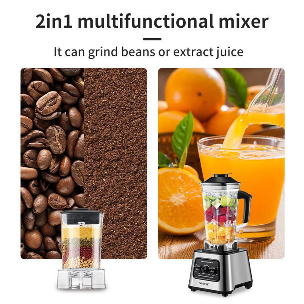 6000W powerful blender with 25L container professional for ice nuts and fruits 240817