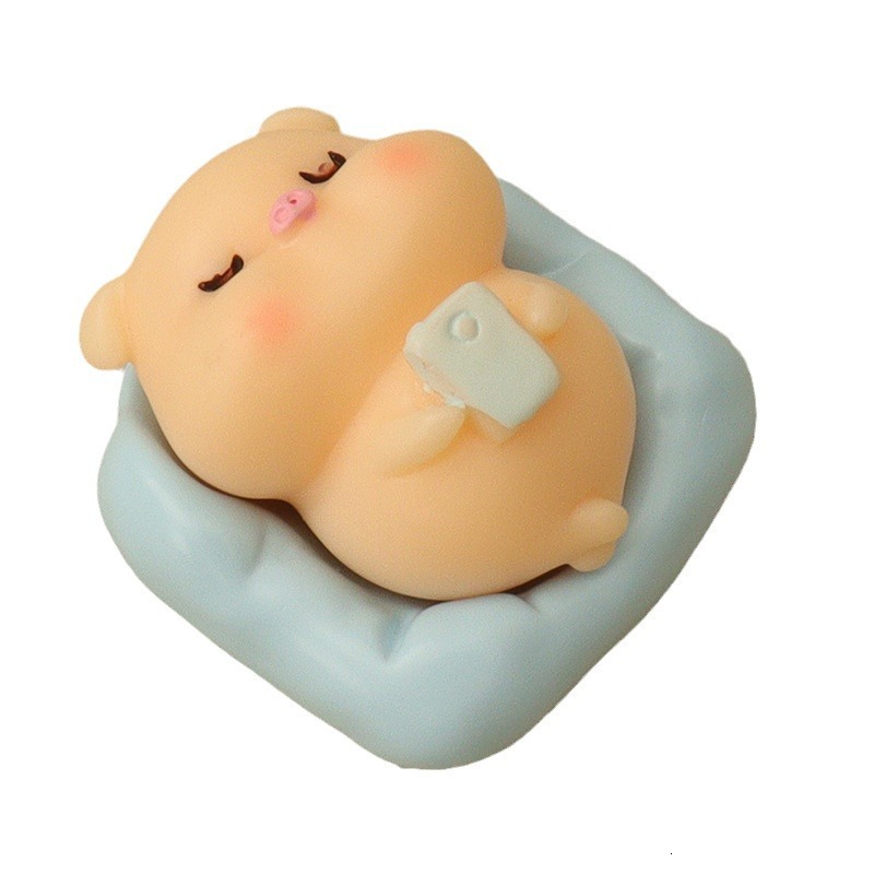 Creative Cartoon Mini Cute Play Mobile Pig Bathing Cat Micro Landscape Creating Animal Resin Accessories