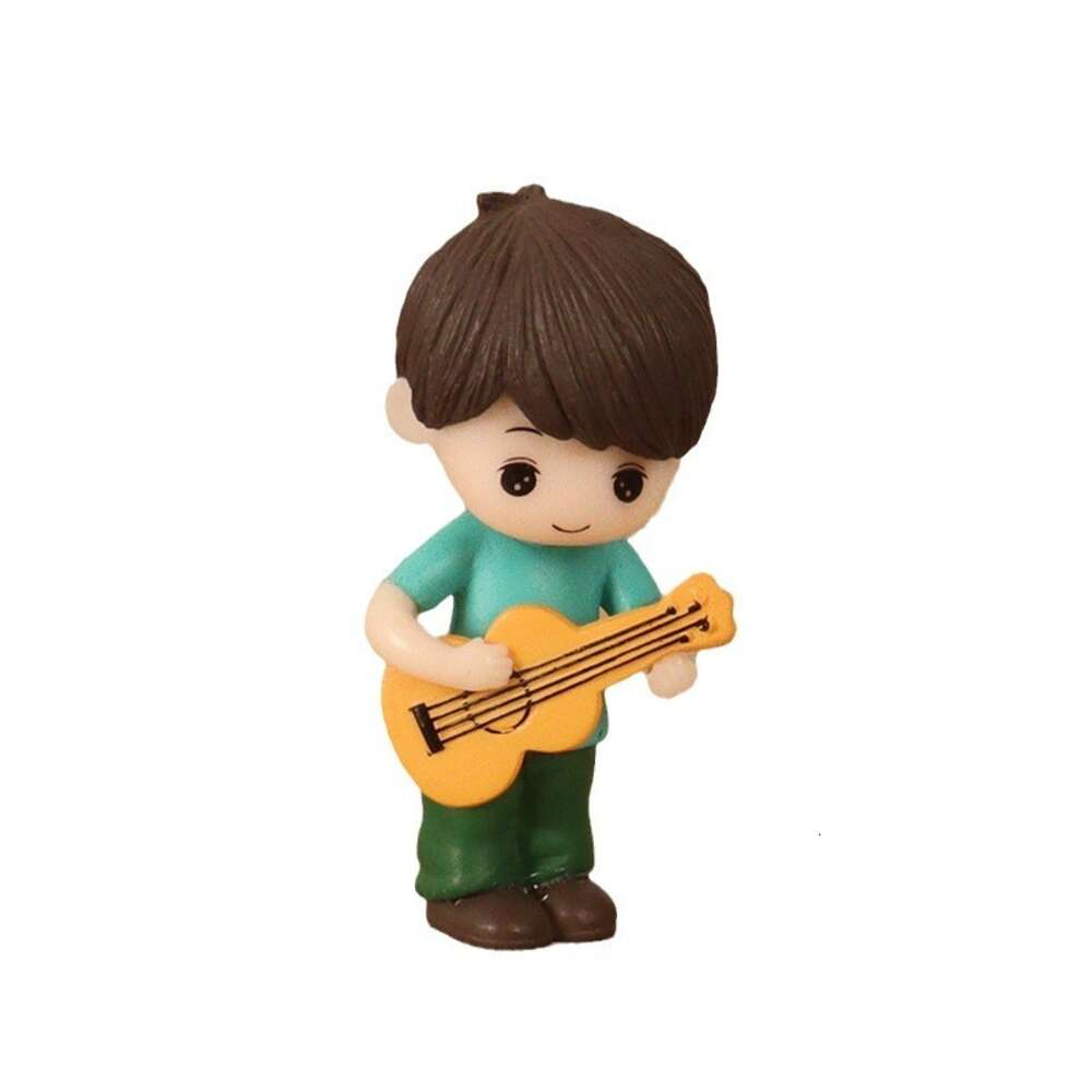Mini Girl and Guitar Boy Micro Landscape Scene Plastic Crafts Home Decor Desktop Small Ornament