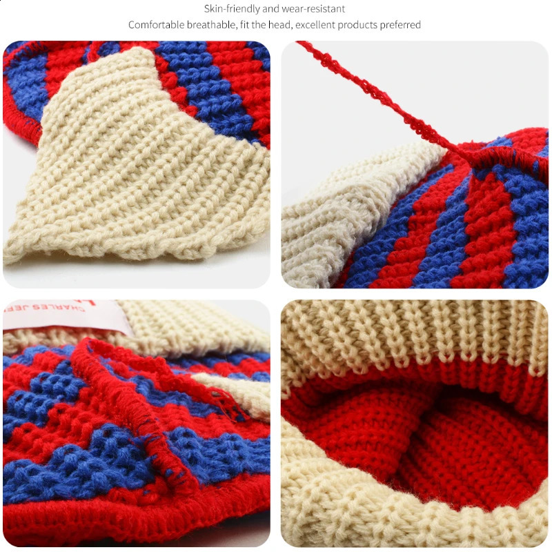 Cute Fashion Hooded Lover Ear Knit Double-layer Warm Fox Ear Woolen Hat Niche Design Hip-hop Personality Cold Hat 240813