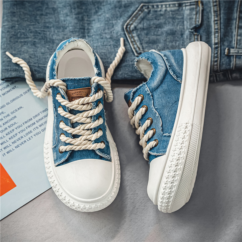 National small canvas casual big head summer breathable fashion brand all matching men's denim sports shoes