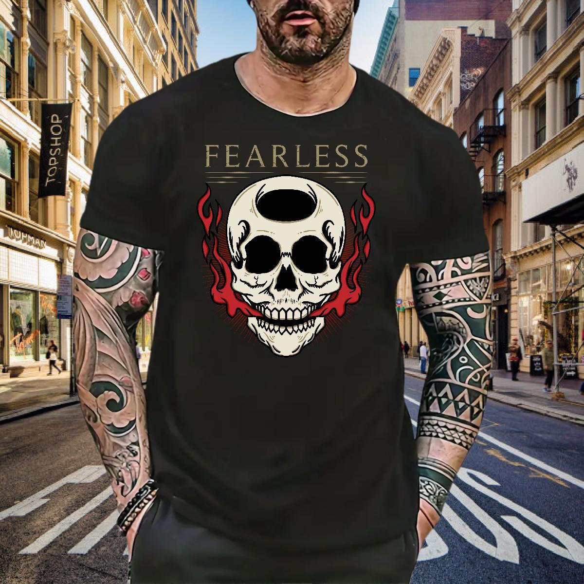 Classic Man T Shirts 230g Pure Cotton skull Casual Plus Size Cartoon Breathable Men Tshirts Stylist Tees