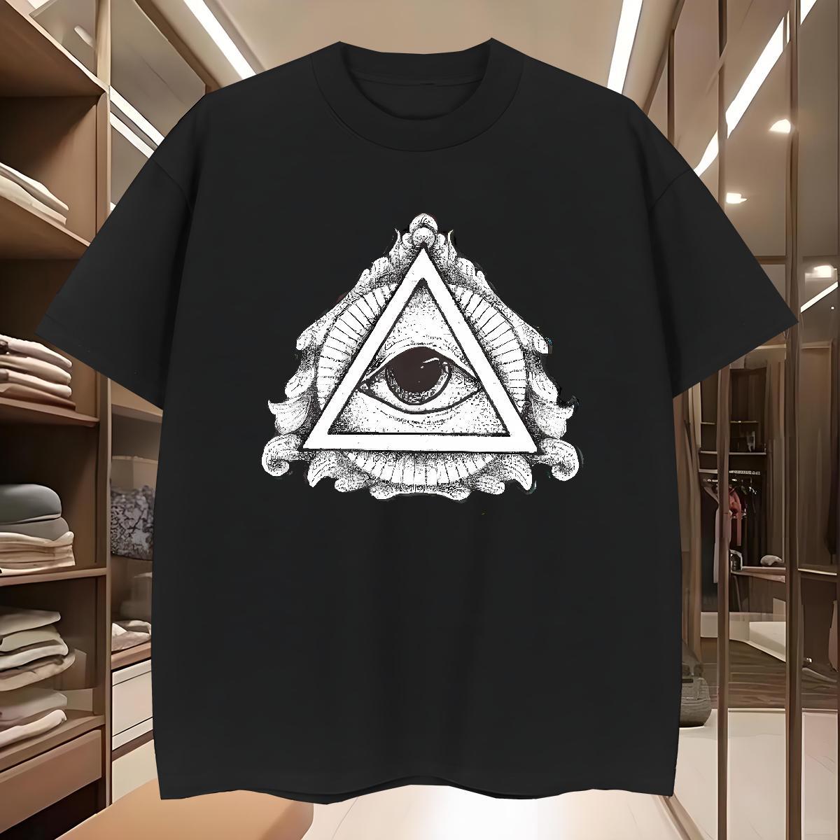 Loose Men T Shirts 230g Cotton eye of the devil Beach Black Oversized Breathable Short Sleeve Tshirt for Man Woman Brand Tees Shirts