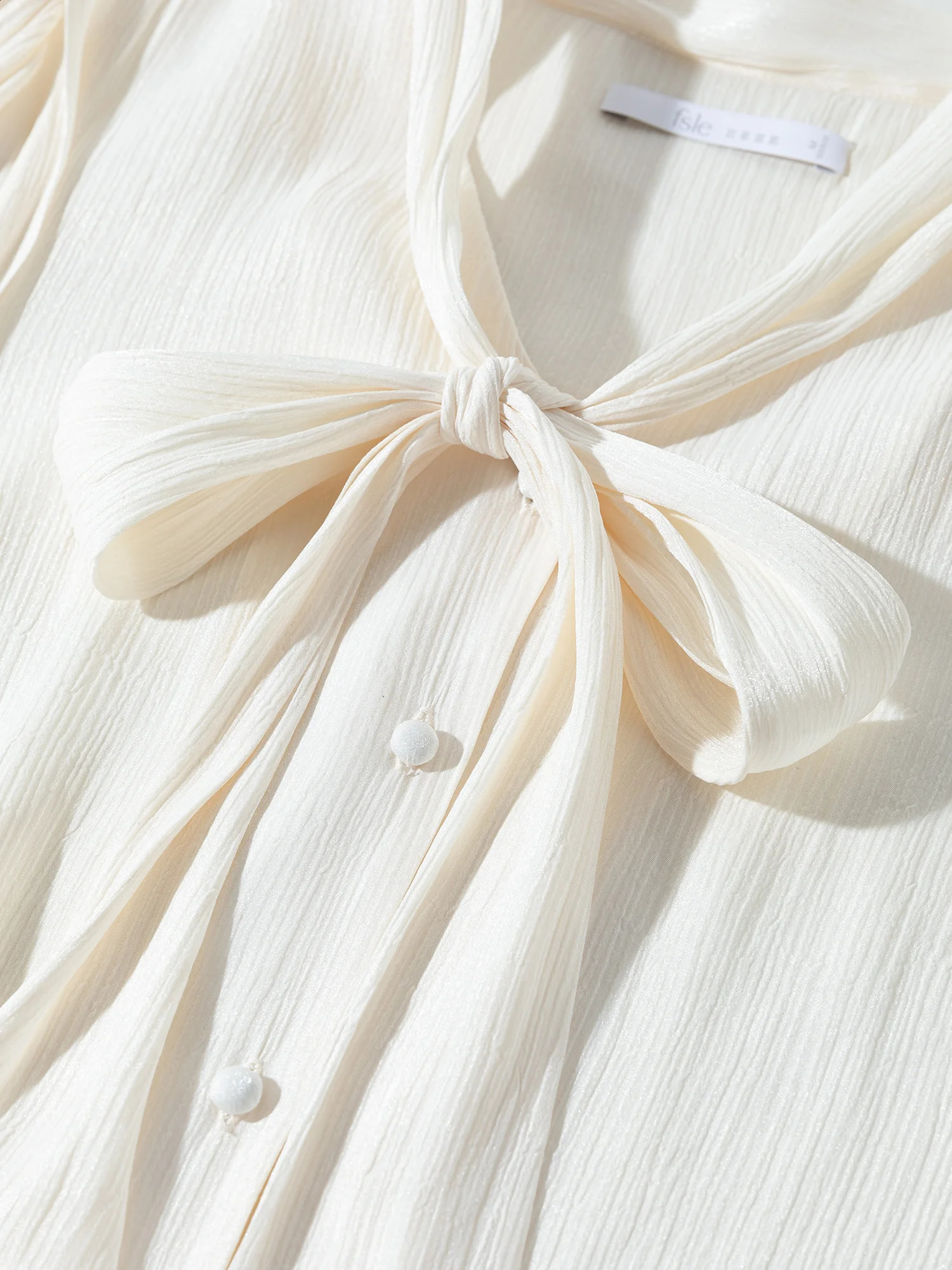 FSLE French style butterfly ribbon womens autumn elegant casual Vneck top 24FS13081 240814