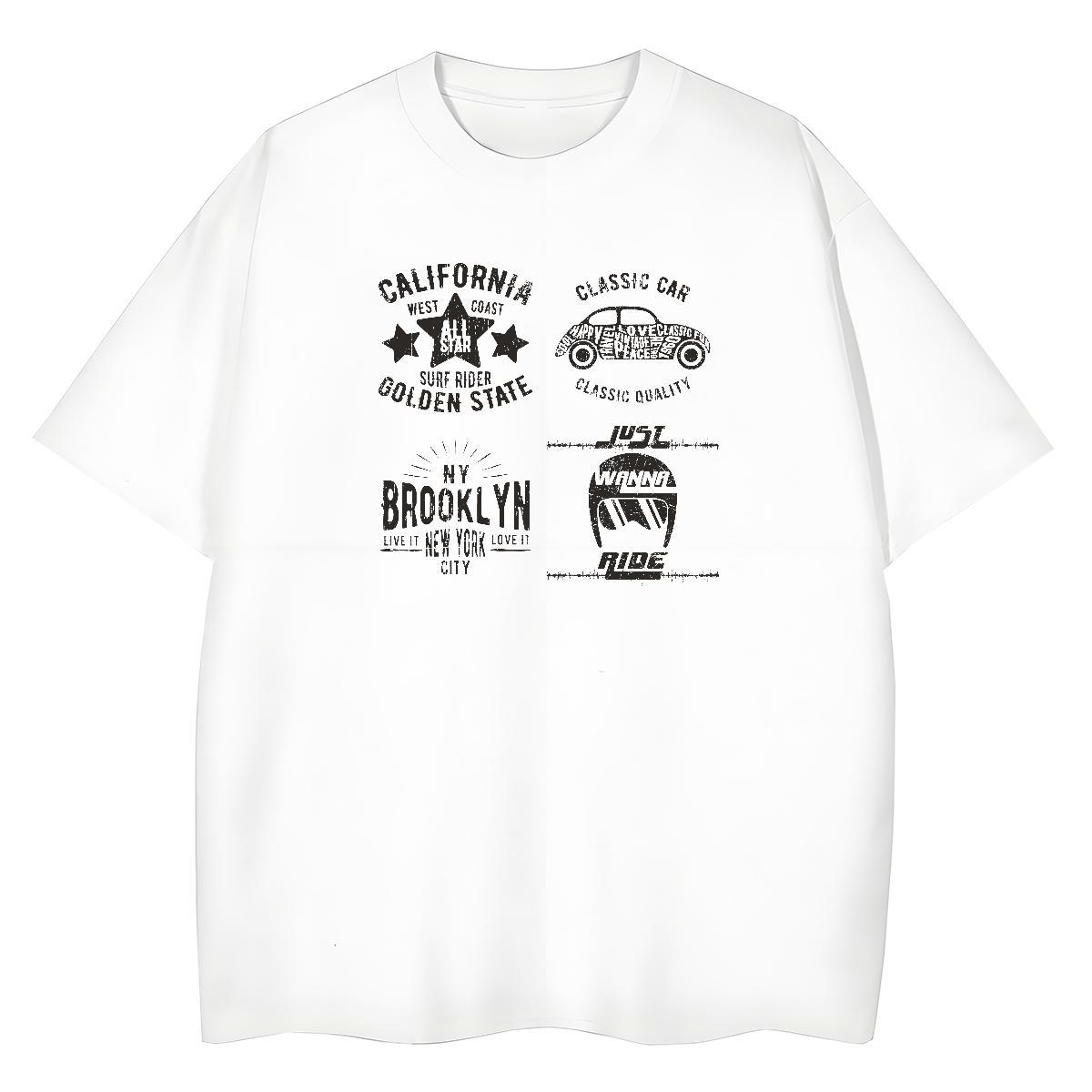 5A Couples T Shirts 230g Cotton letter Hip Hop T Shirt For Woman Breathable Short Sleeve Black White Tees Shirts