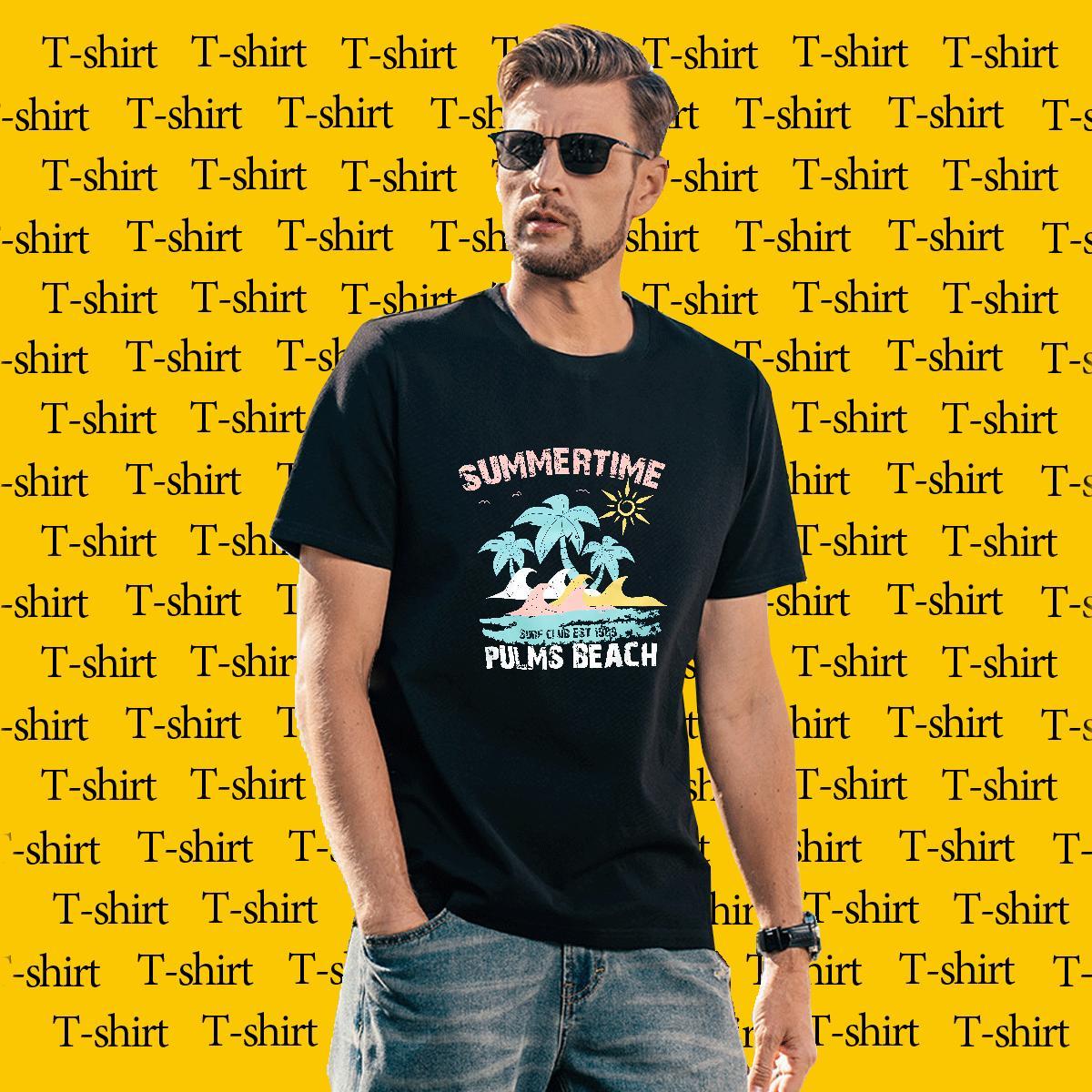 Unisex T-Shirts for Men 230g Pure Cotton beach Daily Outfit Custom Anime Crew Neck Breathable Men Tshirts 2024 New Top Tees