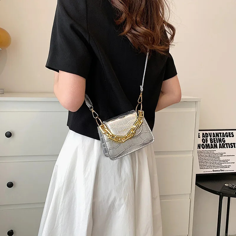 Ins Gold Silver PU Leather Shoulder Crossbody Small Bag Fashion Mini Chain Lipstick Trend Bags for Women Cute Coin Purse 240816Z