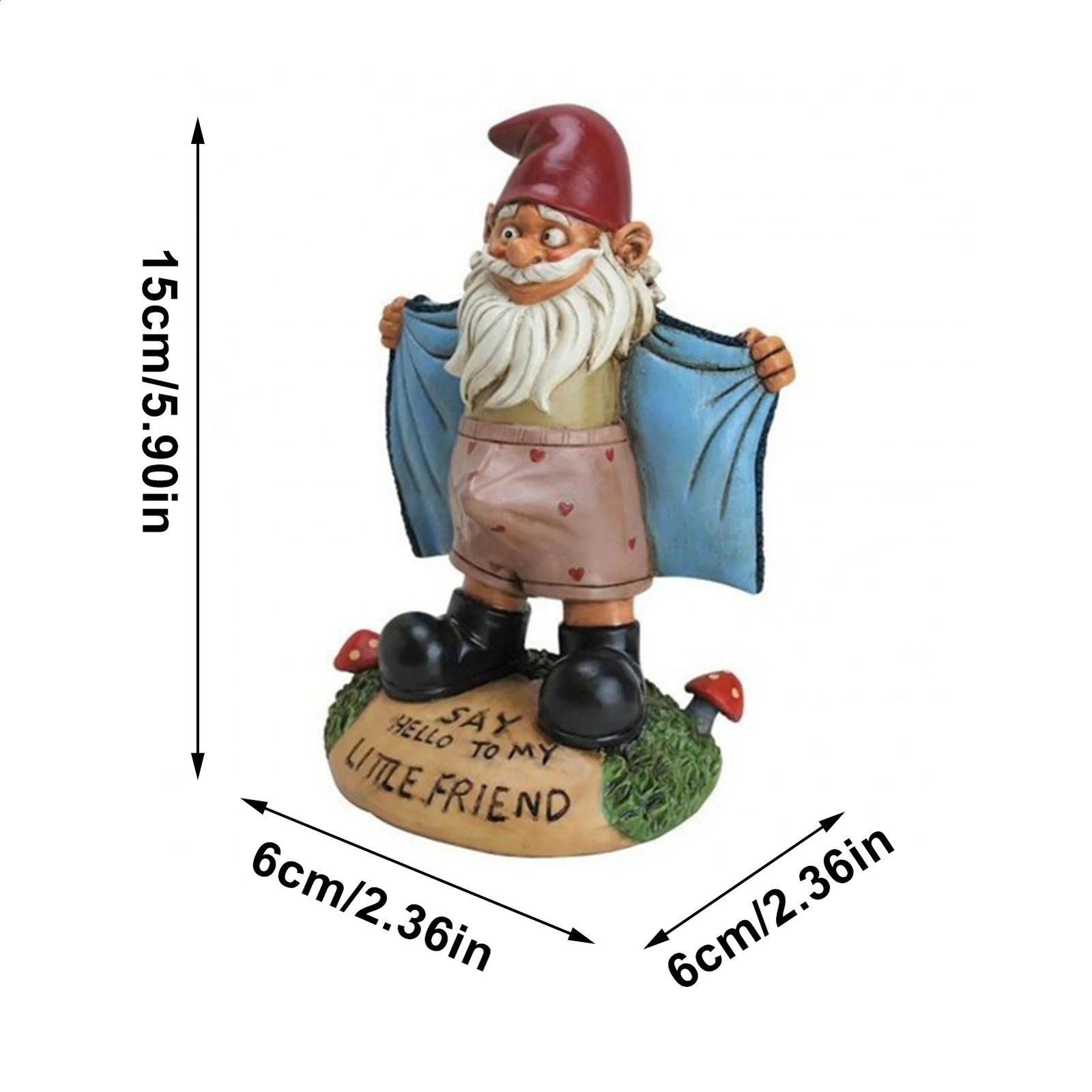 Funny Naughty Garden Gnome Statue Lawn Gnome Figurine SAY HELLO TO MY LITTLE FRIEND Dwarf Shows Underpants Garden Gnome Decor 240809