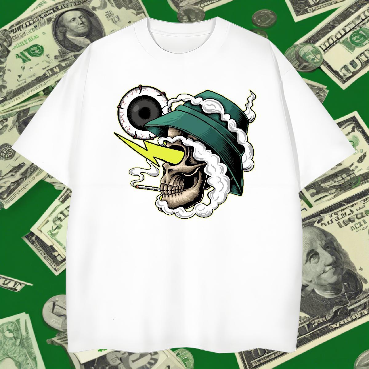 Classic Man T Shirts 230g Cotton skull Street wear Hip Hop DIY Logo Oversized Breathable Soft Men Tshirts Designer Polos