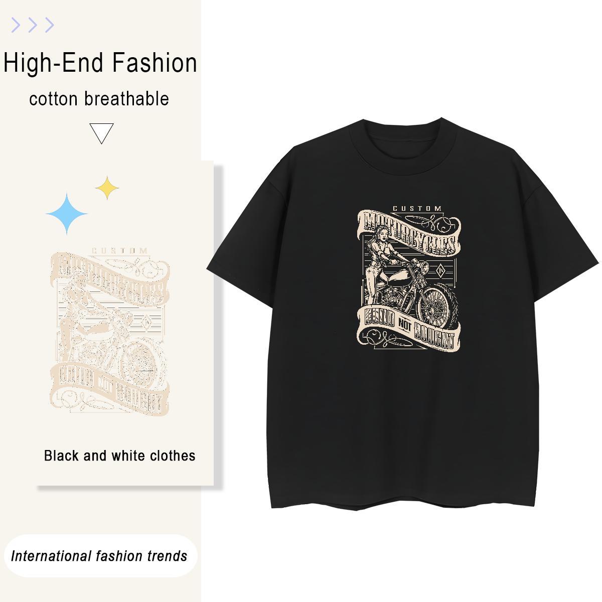 Loose Men T Shirts 230g 100% Cotton Motorcycle Hip Hop Street Skull Crew Neck Men Tees Fashion Casual Clothes