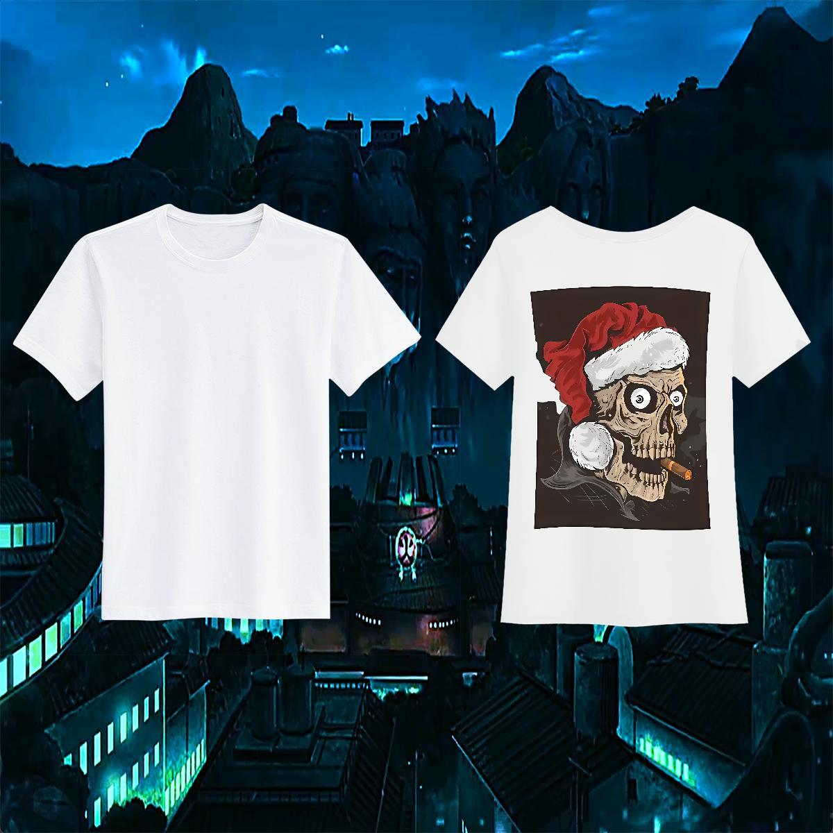 Wholesale Mens T Shirts 100% Cotton 230g skull Hip Hop Custom Printed Breathable Crew Neck Tshirt for Man Woman New Designer Polos