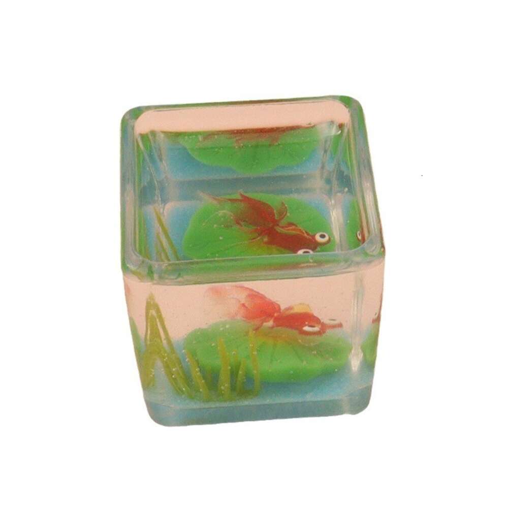 Miniature simulation mini square water grass lotus leaf cute goldfish fish tank baby house scene accessories home decoration ornaments