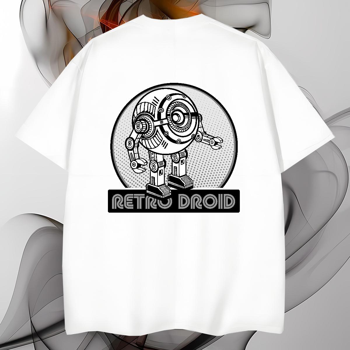 Cool Man T Shirts 230g Pure Cotton robot Spring Summer Black White Breathable Crew Neck Men Tshirts New Designer Tee Shirt