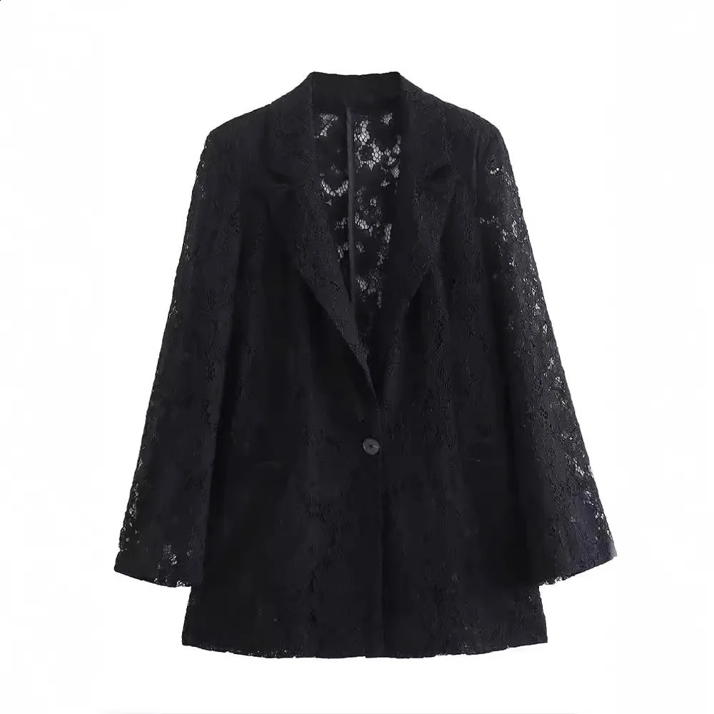 summer solid lace hollow womens suit jacket casual skirt twopiece set w240816