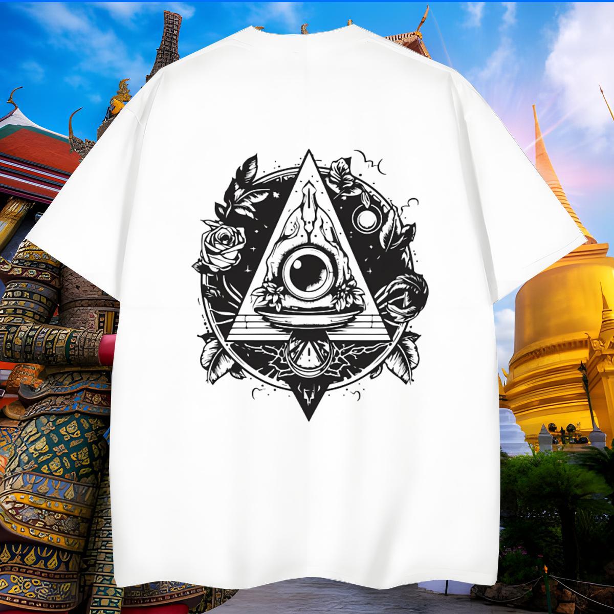 Loose Men T Shirts 230g Cotton eye of the devil Daily Wear Graphic Pure Cotton Men Tees New Designer Top Tees