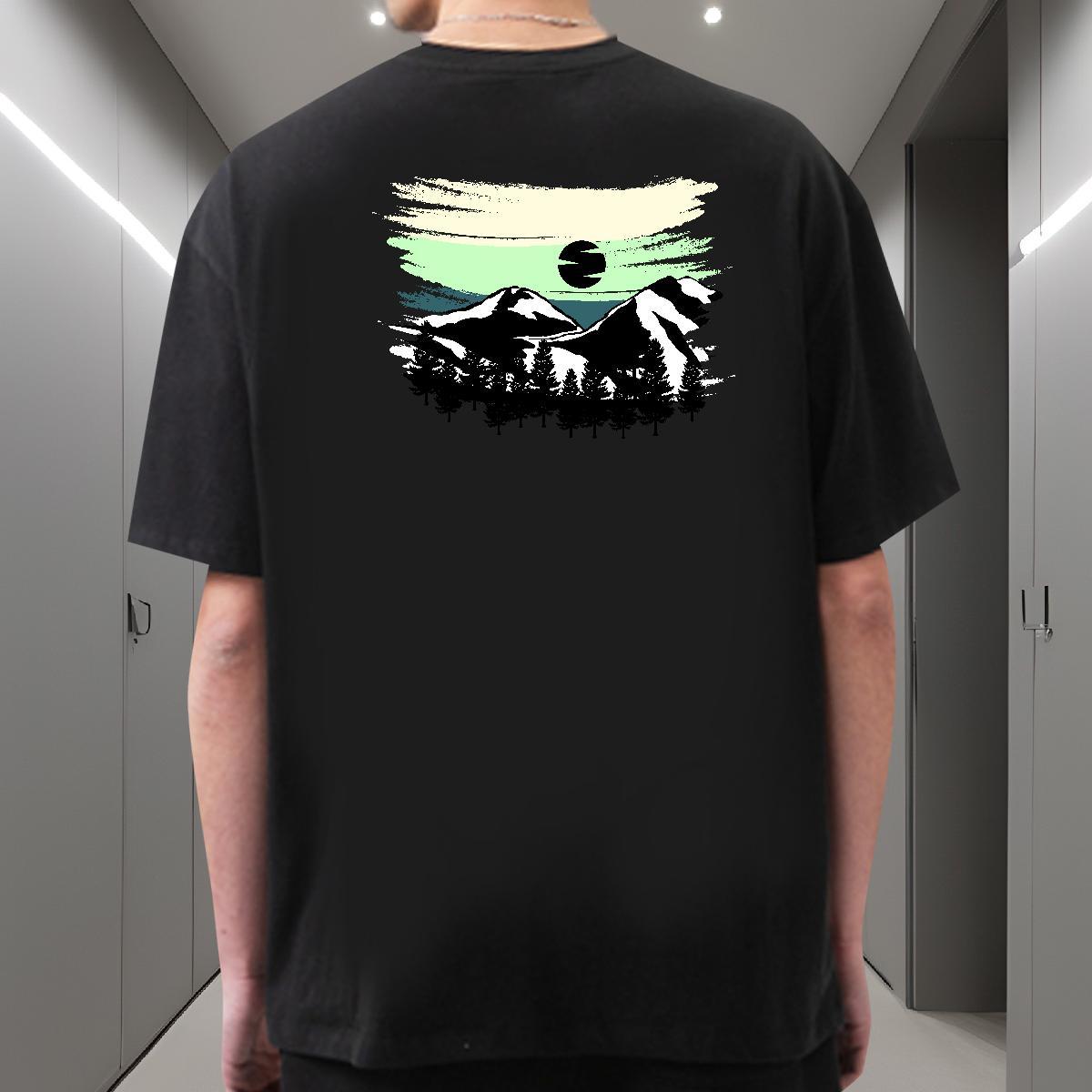 Free Shipping Man T Shirts 230g 100% Cotton mountains Outdoor Black White Breathable Crew Neck Men Clothes T-Shirt DIY Customized Tops Tees