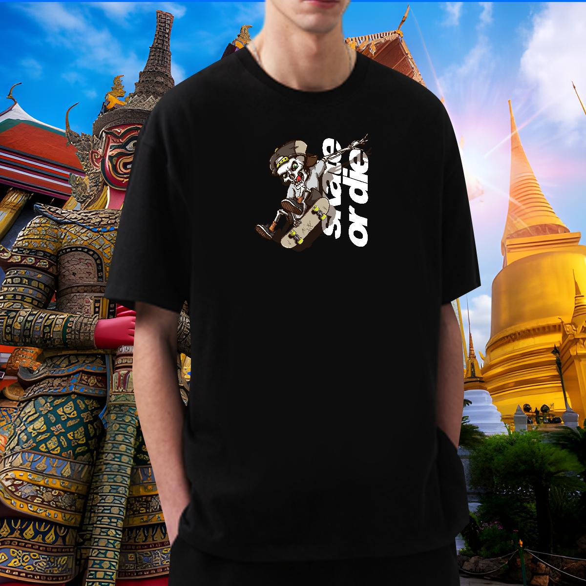 Designer T Shirts Men 230g 100% Cotton skull Outdoor Custom Anime Breathable Short Sleeve Men Tshirts New Designer Tops Shirt