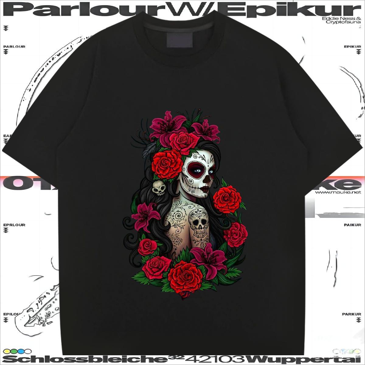 Wholesale T-Shirts 230g 100% Cotton skull Casual Daily Wear Asian Size Short Sleeve Soft Men Clothes T-Shirt Designer Fashion Tee Shirt