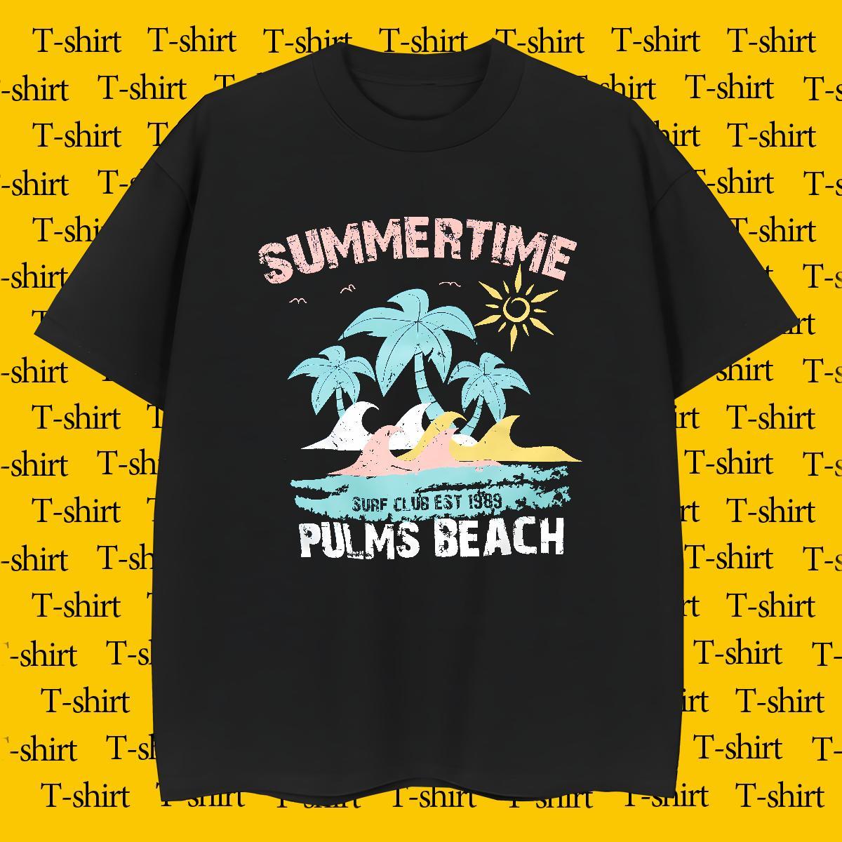 Unisex T-Shirts for Men 230g Pure Cotton beach Daily Outfit Custom Anime Crew Neck Breathable Men Tshirts 2024 New Top Tees