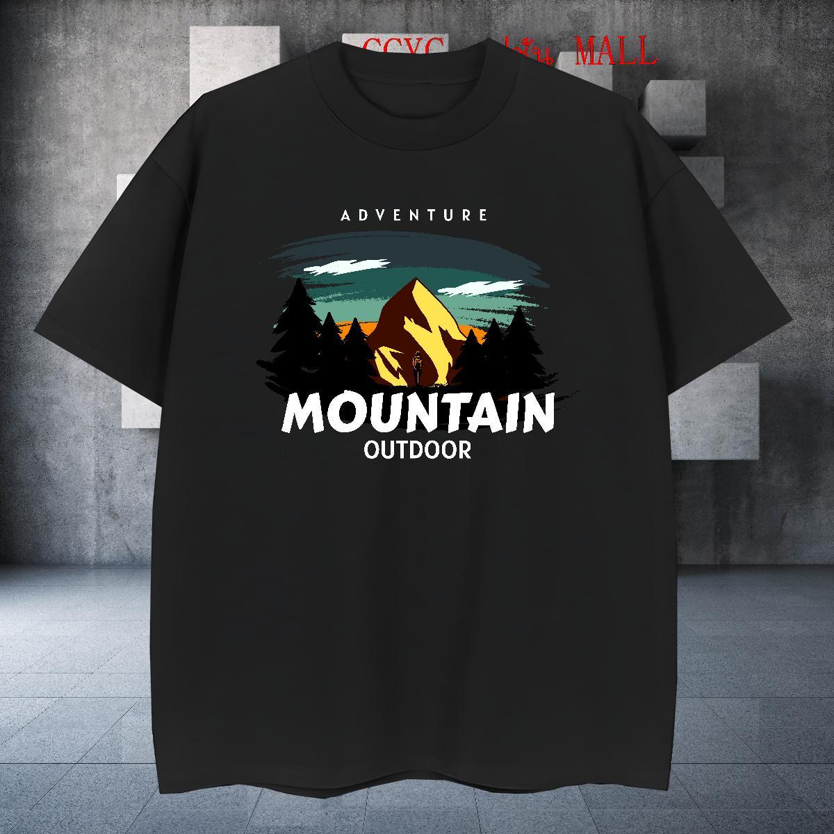 Free Shipping T Shirts Men 100% Cotton 230g mountains Casual Beach Plus Size Custom O Neck Short Sleeves Mens Tshirts Fashion Designer Wear