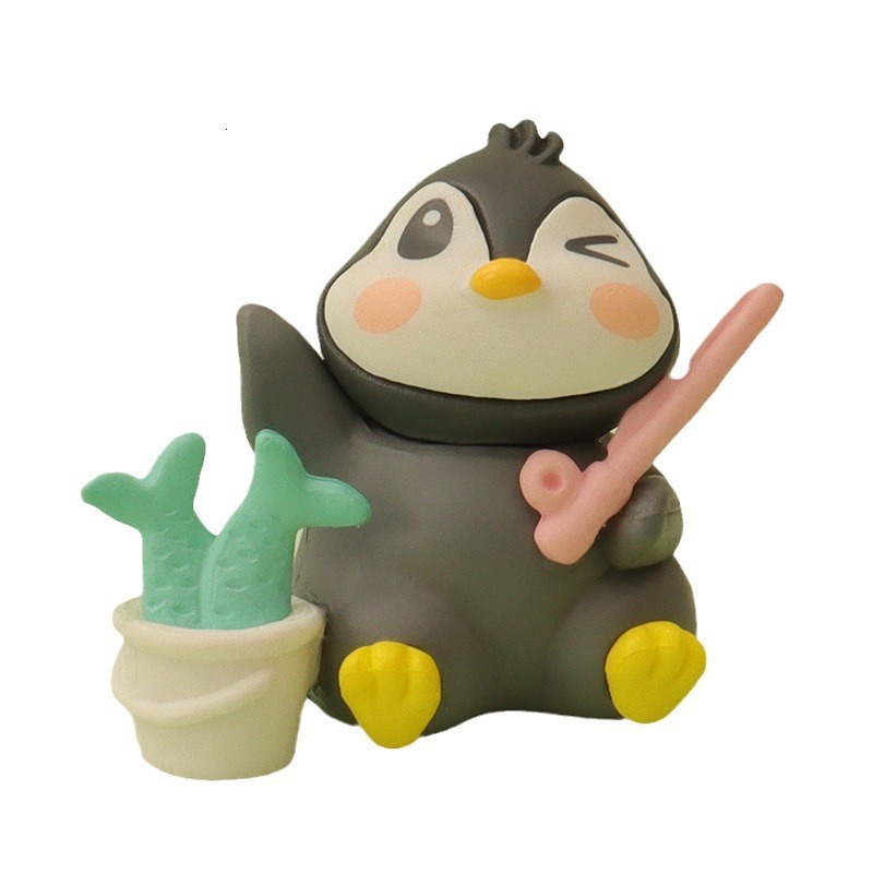 New Creative Cute Ins Kitten Penguin Fishing Micro Landscape Gardening DIY Home Decoration Desktop Ornament