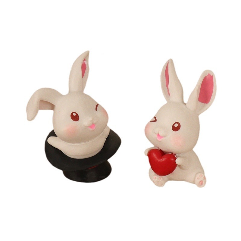 Creative Cute Mini Love Rabbit Wings Plastic Crafts Micro Landscape Home Decoration Car Ornament