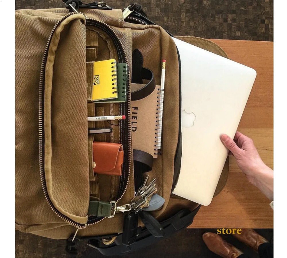 Tailor o 70258 American Heavy Canvas Size 39*34*9cm Saddle Leather Shoulder Strap Business Computer Bag 240816 09d0