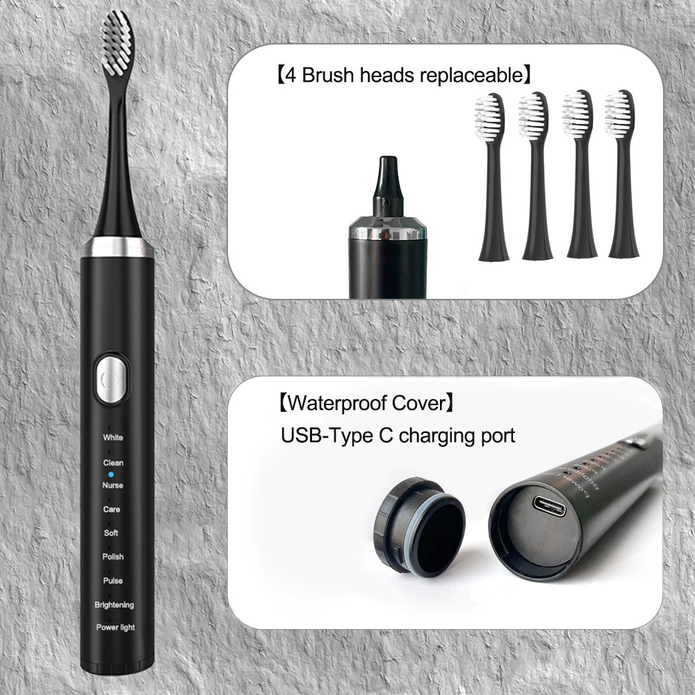 8-speed 4-stroke sonic electric toothbrush USB smart adult soft bristled toothbrush Tiktok waterproof toothbrush