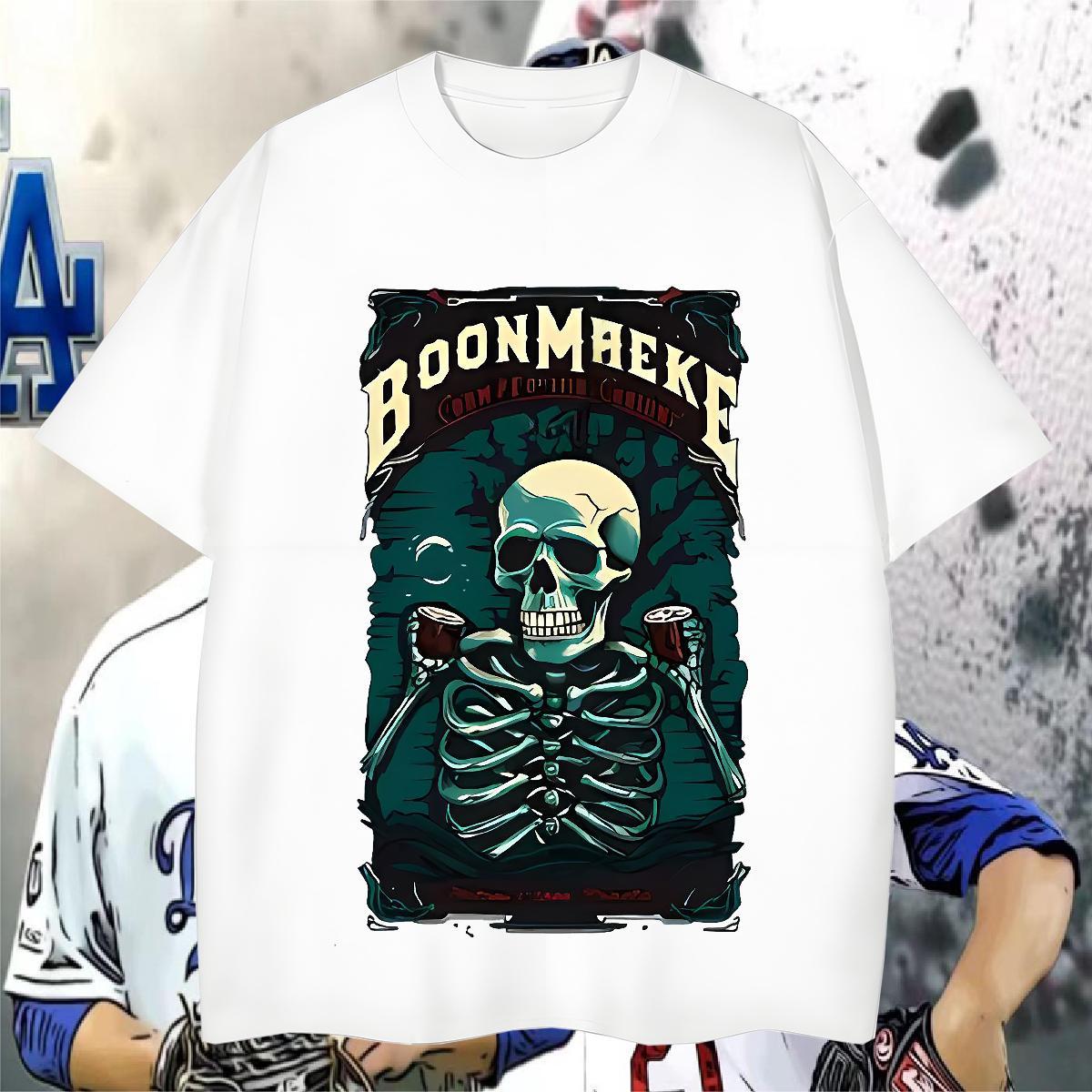 Designer T-Shirts 230g Pure Cotton skull Sports Casual Custom Print Oversized O Neck Short Sleeves Men Tops Tees Classic Casual Polos