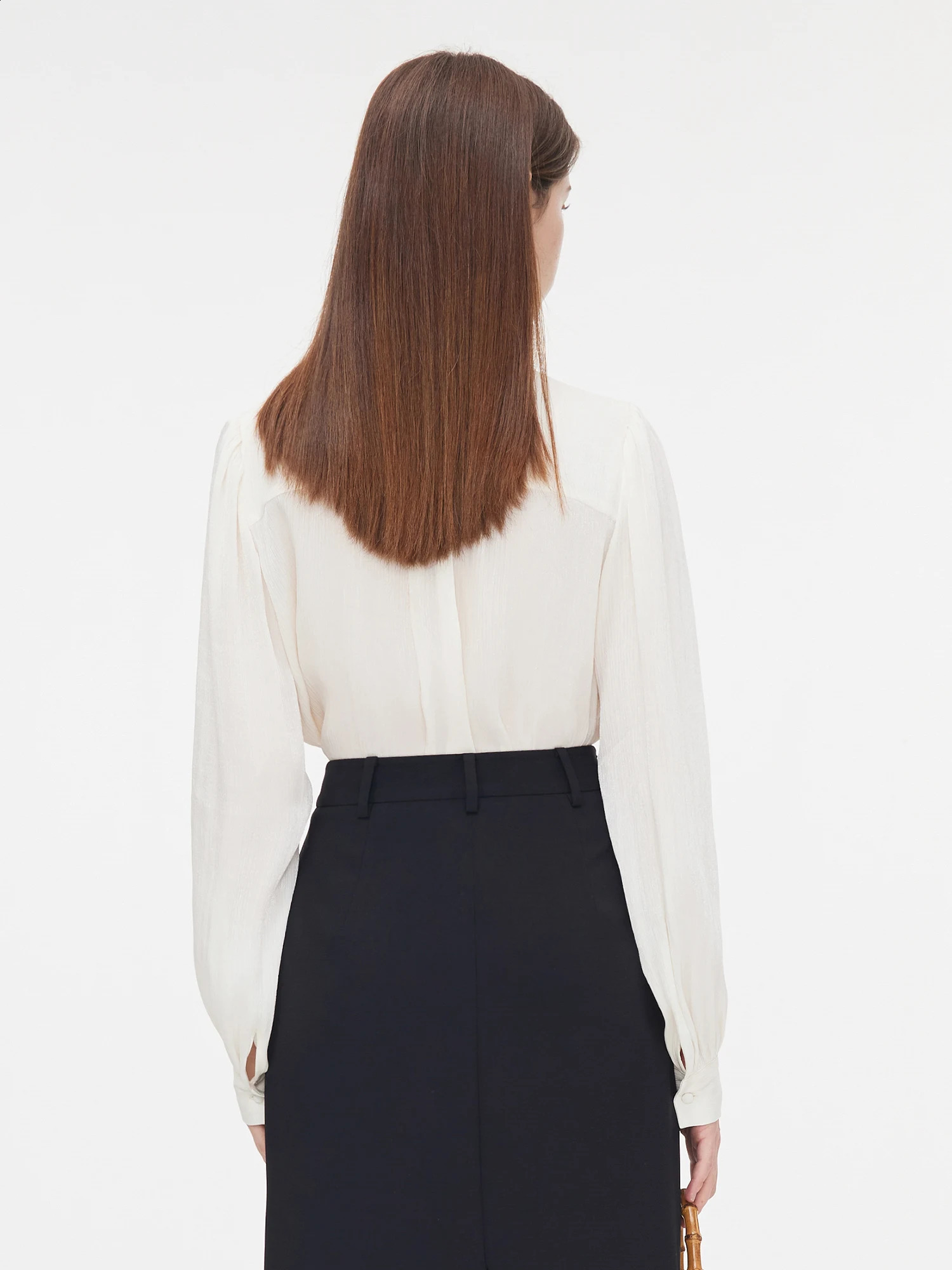 FSLE French style butterfly ribbon womens autumn elegant casual Vneck top 24FS13081 240814