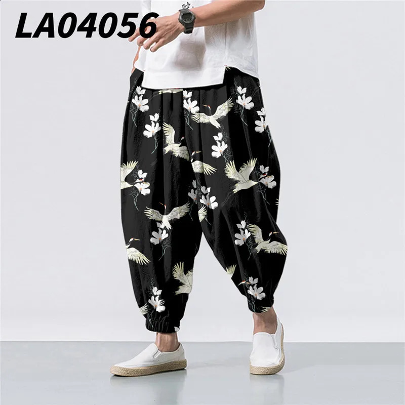 Oversize 6XL White Black Sun Moon Splicing Printed Casual Beach Harem Pants Men Hip Hop Nine Points Trousers Jogger Sweatpants 240816