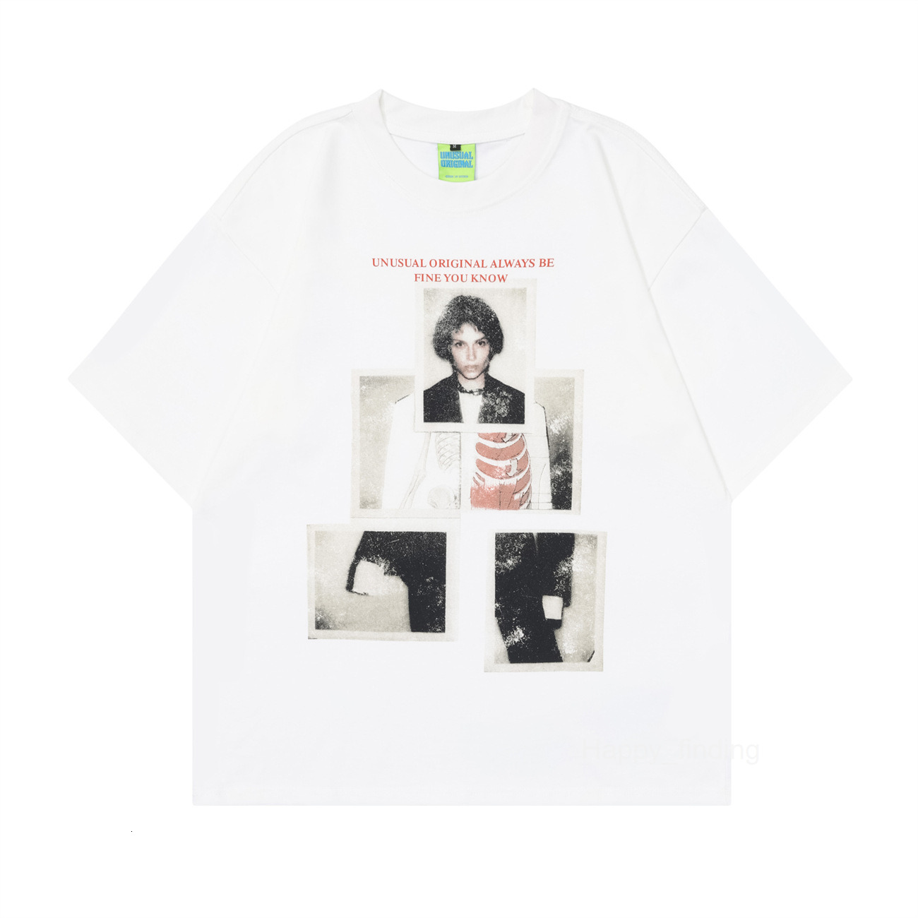 Spring American New Design Character Puzzle Trendy Loose Round Neck Short Sleeved T-shirt
