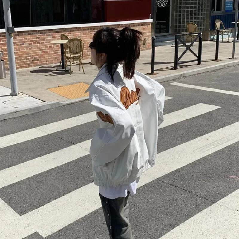 Retro Racing PU Leather Jacket Men and Women Letter Printing Lapel Motorcycle Jackets Women Y2k Japanese Streetwear Unisex 240809