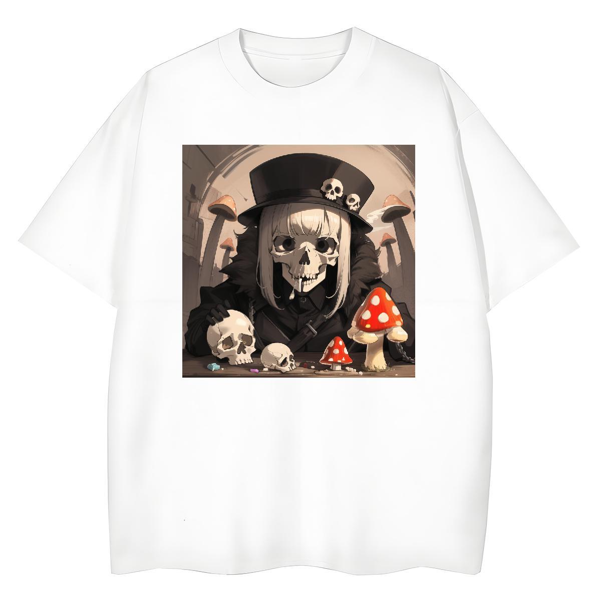 Cool T Shirt For Man 230g Pure Cotton skull Anime Printing Street DIY Printed Breathable Crew Neck Tshirts Designer Wear