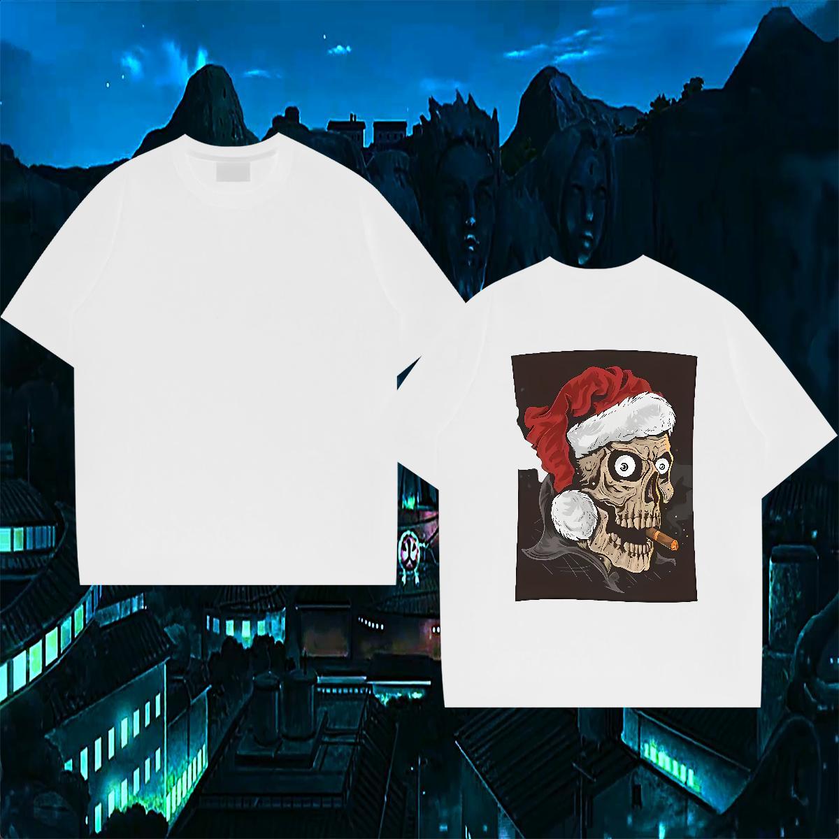 Wholesale Mens T Shirts 100% Cotton 230g skull Hip Hop Custom Printed Breathable Crew Neck Tshirt for Man Woman New Designer Polos