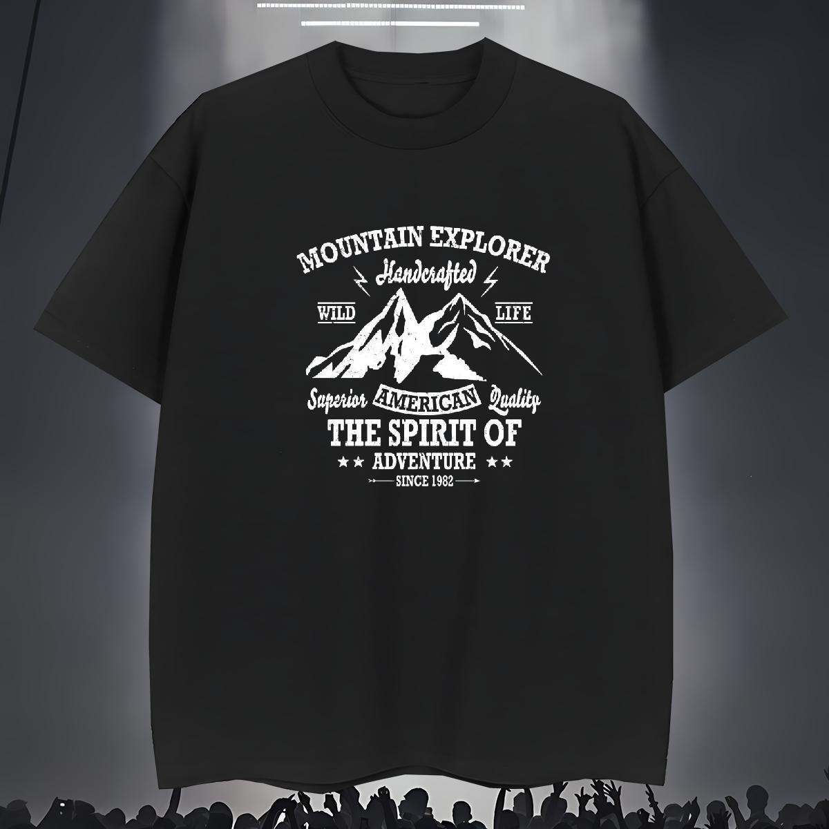 Loose T-Shirts for Men 230g 100% Cotton mountains Street Wear Custom Big Size Breathable Short Sleeve Men Tops Tees Designer Fashion Tee Shirt