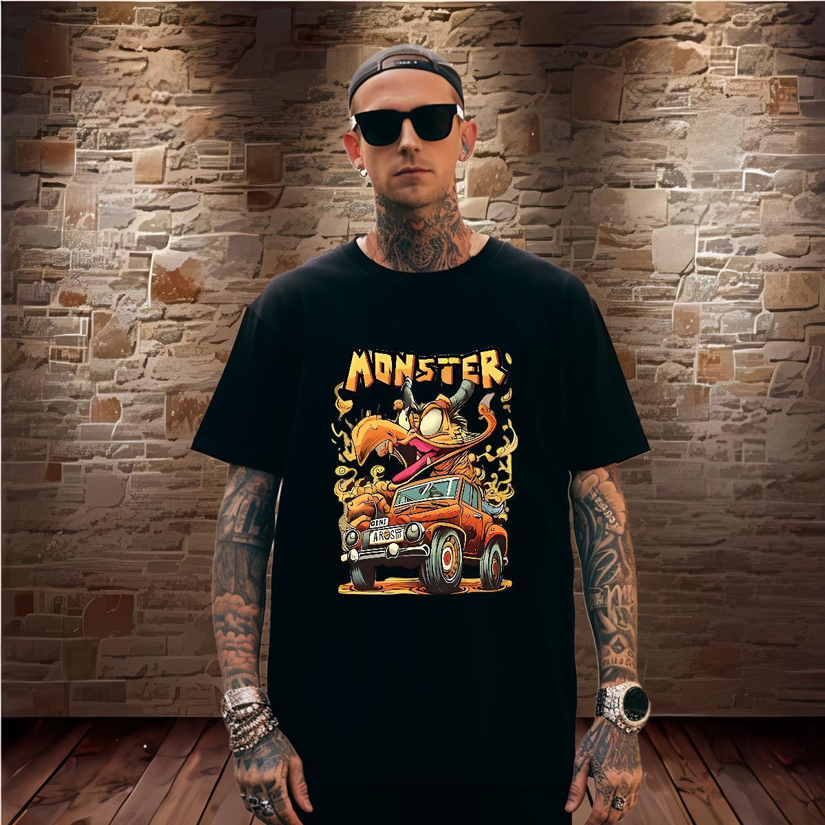 Classic T Shirts Men 230g Cotton car Beach Custom Printed Breathable Soft Men Tops Tees New Arrival Wear