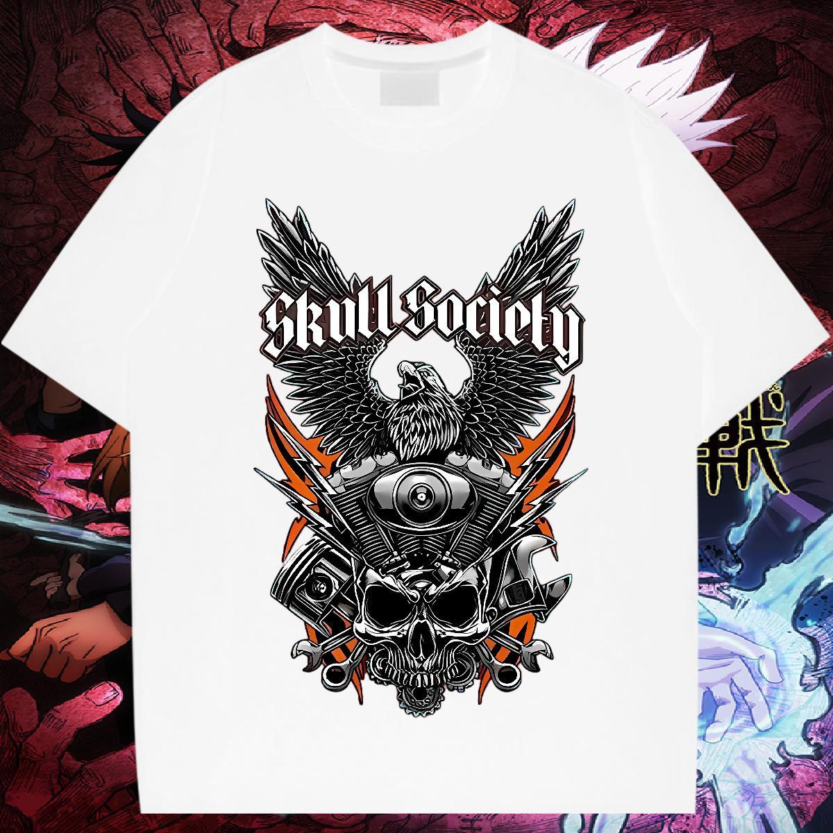 Loose Fit T-Shirts 100% Cotton 230g skull Daily Wear White Plus Size Short Sleeve O-Neck Men Tops Tees DIY Tshirts